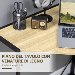 HOMCOM Scrivania Angolare Salvaspazio Per Camera E Ufficio In Legno E Metallo Stile Industriale, 80x80x75.5cm -Ufficio E Casa 87945634 5