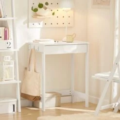 SoBuy Scrivania Bianca Con Cassetti Tavolo Cosmetici Bianco FWT43-W -Ufficio E Casa 8937368 5