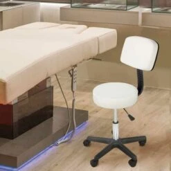 Sgabello Estetista Girevole Schienale Seduta In Ecopelle Salone Studio Bianco -Ufficio E Casa 8938070 4