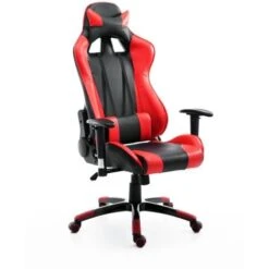 HOMCOM Poltrona Da Ufficio Gaming Girevole Reclinabile Nero-rosso Ecopelle