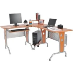 HomCom Scrivania Ad Angolo Per Computer Scrivania Da Ufficio PC In Legno Marrone