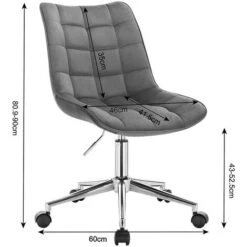 WOLTU Sedia Da Scrivania Per Ufficio Studio. Sgabello Girevole Altezza Regolabile Con Schienale In Velluto Grigio Scuro -Ufficio E Casa 90500503 3