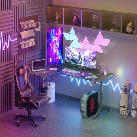 Scrivania Gaming PC 160cm Angolare Grande Scrivania Gamer Angolo Salvaspazio Tavolo Gaming Con LED RGB Per Studio Stanza Forma L 6 Scrivania Gaming PC 160cm Angolare Grande Scrivania Gamer Angolo Salvaspazio Tavolo Gaming Con LED RGB Per Studio Stanza Forma L - immagine 4