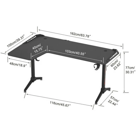 Scrivania Gaming PC 160cm Angolare Grande Scrivania Gamer Angolo Salvaspazio Tavolo Gaming Con LED RGB Per Studio Stanza Forma L 7 Scrivania Gaming PC 160cm Angolare Grande Scrivania Gamer Angolo Salvaspazio Tavolo Gaming Con LED RGB Per Studio Stanza Forma L - immagine 5