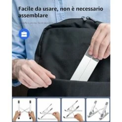 Supporto PC Portatile Alluminio 6 Livelli Regolabile Porta Notebook, Pieghevole Raffreddamento Supporto Laptop Per MacBook PRO/Air, Lenovo, XPS, HP, Dell Computer Portatili E Tablet -Ufficio E Casa 90982720 5