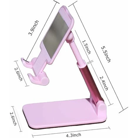 Supporto Solido Per Telefono Cellulare Per Scrivania Ufficio Con Caviglia Altezza Appoggio Regolabile E Supporto Per Telefono Pieghevole Per Tutti Gli Smartphone IPhone(rosa) 4 Supporto Solido Per Telefono Cellulare Per Scrivania Ufficio Con Caviglia Altezza Appoggio Regolabile E Supporto Per Telefono Pieghevole Per Tutti Gli Smartphone IPhone(rosa) - immagine 2