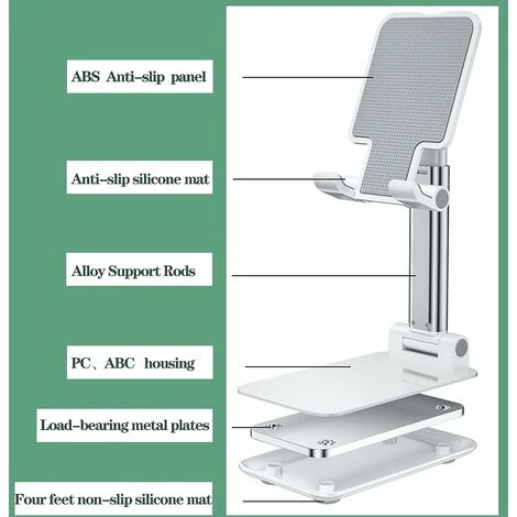 Supporto Solido Per Telefono Cellulare Per Scrivania Ufficio Con Caviglia Altezza Appoggio Regolabile E Supporto Per Telefono Pieghevole Per Tutti Gli Smartphone IPhone(rosa) 5 Supporto Solido Per Telefono Cellulare Per Scrivania Ufficio Con Caviglia Altezza Appoggio Regolabile E Supporto Per Telefono Pieghevole Per Tutti Gli Smartphone IPhone(rosa) - immagine 3