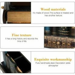 Portapenne In Legno, Portapenne In Legno Vintage, Portapenne Multifunzionale, Organizer Da Scrivania A Forma Di Libro In Legno, Portapenne Per Trucco Con Cassetto, Adatto Per Casa, Ufficio -Ufficio E Casa 92045246 3