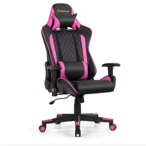 COSTWAY Sedia Da Gioco Ergonomica, Sedia Da Gaming Con Schienale Alto E Supporto Lombare, Girevole A 360°, Schienale E Bracciolo Regolabili, Per Ufficio, Sala Giochi (rosa) 3 COSTWAY Sedia Da Gioco Ergonomica, Sedia Da Gaming Con Schienale Alto E Supporto Lombare, Girevole A 360°, Schienale E Bracciolo Regolabili, Per Ufficio, Sala Giochi (rosa)