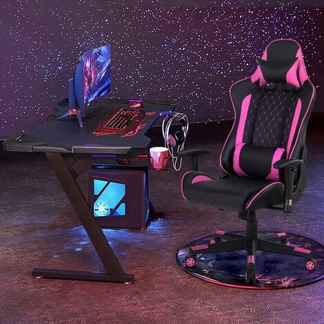COSTWAY Sedia Da Gioco Ergonomica, Sedia Da Gaming Con Schienale Alto E Supporto Lombare, Girevole A 360°, Schienale E Bracciolo Regolabili, Per Ufficio, Sala Giochi (rosa) 4 COSTWAY Sedia Da Gioco Ergonomica, Sedia Da Gaming Con Schienale Alto E Supporto Lombare, Girevole A 360°, Schienale E Bracciolo Regolabili, Per Ufficio, Sala Giochi (rosa) - immagine 2