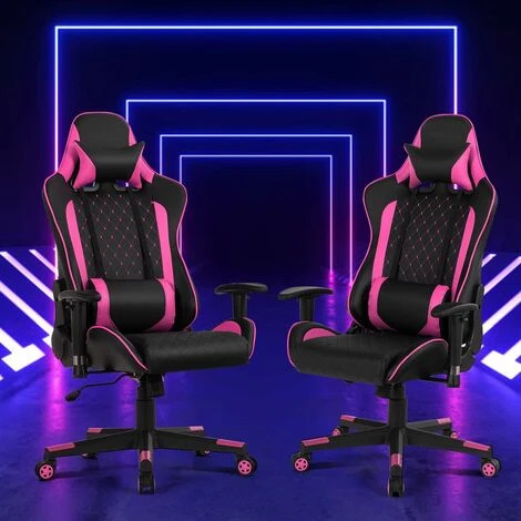COSTWAY Sedia Da Gioco Ergonomica, Sedia Da Gaming Con Schienale Alto E Supporto Lombare, Girevole A 360°, Schienale E Bracciolo Regolabili, Per Ufficio, Sala Giochi (rosa) 5 COSTWAY Sedia Da Gioco Ergonomica, Sedia Da Gaming Con Schienale Alto E Supporto Lombare, Girevole A 360°, Schienale E Bracciolo Regolabili, Per Ufficio, Sala Giochi (rosa) - immagine 3