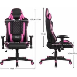 COSTWAY Sedia Da Gioco Ergonomica, Sedia Da Gaming Con Schienale Alto E Supporto Lombare, Girevole A 360°, Schienale E Bracciolo Regolabili, Per Ufficio, Sala Giochi (rosa) 11 COSTWAY Sedia Da Gioco Ergonomica, Sedia Da Gaming Con Schienale Alto E Supporto Lombare, Girevole A 360°, Schienale E Bracciolo Regolabili, Per Ufficio, Sala Giochi (rosa) -Ufficio E Casa 92059585 5