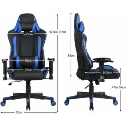 COSTWAY Sedia Da Gioco Ergonomica, Sedia Da Gaming Con Schienale Alto E Supporto Lombare, Girevole A 360°, Schienale E Bracciolo Regolabili, Per Ufficio, Sala Giochi (blu) -Ufficio E Casa 92059599 5