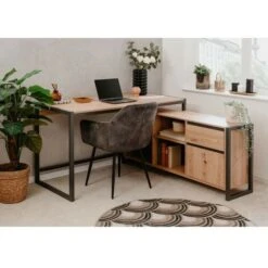 Scrivania Angolare Reversibile Quercia Antracite Denver37A -Ufficio E Casa 92746530 2