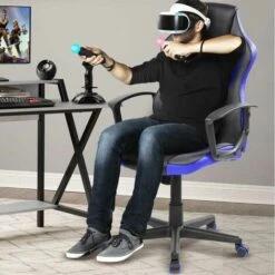 Sedia Poltrona Gaming Scrivana Ufficio Casa Regolabile Girevole Direzionale Blu -Ufficio E Casa 93984214 3