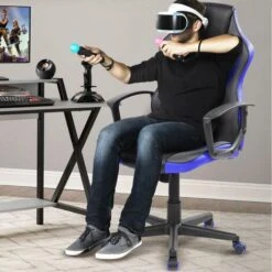 Sedia Poltrona Gaming Scrivana Ufficio Casa Regolabile Girevole Direzionale Blu -Ufficio E Casa 93984214 5