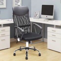 Poltrona Sedia Scrivania Ufficio Presidenziale Girevole Direzionale Tessuto Nero -Ufficio E Casa 93984725 3