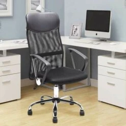 Poltrona Sedia Scrivania Ufficio Presidenziale Girevole Direzionale Tessuto Nero -Ufficio E Casa 93984725 5