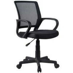 Poltrona Sedia Presidenziale Da Ufficio Direzionale Girevole Traspirante Nero