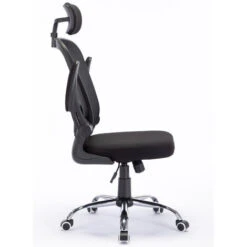 Sedia Da Ufficio Ergonomica Con Schienale Alto E Poggiatesta Braccioli 3D Nero -Ufficio E Casa 94091900 2
