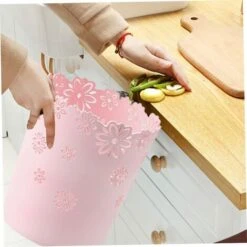 Pattumiera Rotonda In Plastica Bidone Della Carta Straccia Vuota Bidone Della Spazzatura Del Pizzo Del Fiore Per La Bidone Della Spazzatura Dell'ufficio Della Cucina, Bidone Della Spazzatura Vuota, Pa -Ufficio E Casa 94291377 5