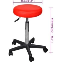 Sgabello Da Ufficio Rosso VidaXL -Ufficio E Casa 947371 3