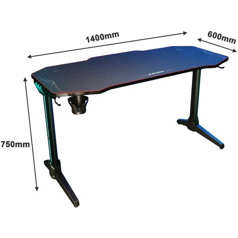 SONNI Gaming Table Tavolo Da Computer Ergonomico, Con Tappetino Per Mouse, 2 Ganci, Porta Bevande E Porta Cuffie, Carbon Optics Black 140cm 7 SONNI Gaming Table Tavolo Da Computer Ergonomico, Con Tappetino Per Mouse, 2 Ganci, Porta Bevande E Porta Cuffie, Carbon Optics Black 140cm - immagine 5