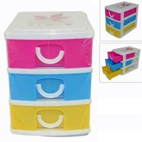 Trade Shop - Cassettiera Piccola 3 Cassetti 11,5x13x9cm Colorata Multiuso Minuteria 3 Trade Shop - Cassettiera Piccola 3 Cassetti 11,5x13x9cm Colorata Multiuso Minuteria
