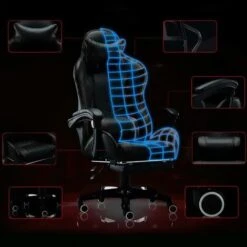 Sedia Poltrona Gaming Scrivania Ufficio Casa Reclinabile Con Poggiapiedi Nero -Ufficio E Casa 95529409 5