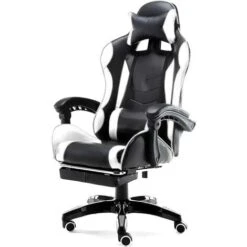 Sedia Poltrona Gaming Scrivania Ufficio Casa Reclinabile Con Poggiapiedi Bianco