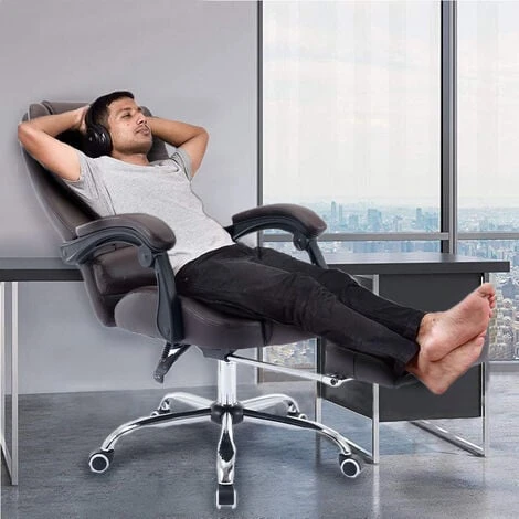 Sedia Presidenziale Da Ufficio Marrone Poltrona Scrivania Girevole E Poggiapiedi 6 Sedia Presidenziale Da Ufficio Marrone Poltrona Scrivania Girevole E Poggiapiedi - immagine 4