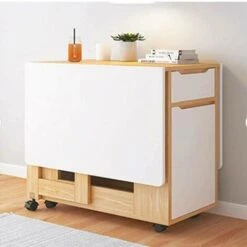 Tavolo Pranzo Scrivania Con 2 Cassetti Richiudibile Allungabile Scomparsa Bianco -Ufficio E Casa 95963836 3