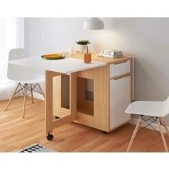 Tavolo Pranzo Scrivania Con 2 Cassetti Richiudibile Allungabile Scomparsa Bianco -Ufficio E Casa 95963836 4