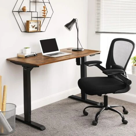 Songmics Scrivania Elettrica A Regolazione Continua Dell’Altezza, Tavolo Da Lavoro Con Motore, 120 X 60 X (73-114) Cm, Acciaio, Marrone Vintage E Nero 4 Songmics Scrivania Elettrica A Regolazione Continua Dell’Altezza, Tavolo Da Lavoro Con Motore, 120 X 60 X (73-114) Cm, Acciaio, Marrone Vintage E Nero - immagine 2