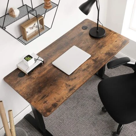 Songmics Scrivania Elettrica A Regolazione Continua Dell’Altezza, Tavolo Da Lavoro Con Motore, 120 X 60 X (73-114) Cm, Acciaio, Marrone Vintage E Nero 5 Songmics Scrivania Elettrica A Regolazione Continua Dell’Altezza, Tavolo Da Lavoro Con Motore, 120 X 60 X (73-114) Cm, Acciaio, Marrone Vintage E Nero - immagine 3