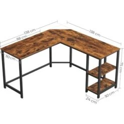 VASAGLE Scrivania Per Computer, Tavolo A Forma Di L, Tavolo D’Angolo, Con Ripiani, Per Studio Ufficio, Salvaspazio, Facile Da Montare, Industriale, Greige E Nero Da SONGMICS -Ufficio E Casa 96923175 3