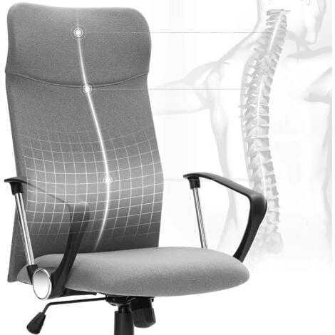 Songmics Sedia Da Ufficio, Poltrona Da Ufficio Ergonomica, Sedia Girevole E Rivestita In Tessuto, Regolabile In Altezza E Inclinazione Libera, Portata Max 120 Kg, Seduta Imbottita, Grigio 5 Songmics Sedia Da Ufficio, Poltrona Da Ufficio Ergonomica, Sedia Girevole E Rivestita In Tessuto, Regolabile In Altezza E Inclinazione Libera, Portata Max 120 Kg, Seduta Imbottita, Grigio - immagine 3