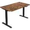 Songmics Scrivania Elettrica A Regolazione Continua Dell’Altezza, Tavolo Da Lavoro Con Motore, 140 X 70 X (73-114) Cm, Acciaio, Marrone Vintage E Nero -Ufficio E Casa 97057079 1