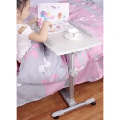 SoBuy Tavolino Con Rotelle Tavolino Letto Tavolino Regolabile Bianco Con Route Fbt07N2-W -Ufficio E Casa 9829390 4