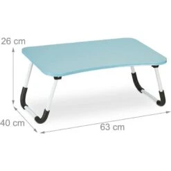 Relaxdays Tavolino Per Laptop, Pieghevole, Letto E Divano, 26x63x40 Cm, Tavolinetto Per Notebook, MDF E Ferro, Azzurro -Ufficio E Casa 98564222 4