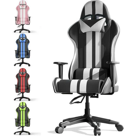 Sedia Da Ufficio Sedia Da Gioco Sedia Da Ufficio Schienale Alto Con Cuscino E Schienale Reclinabile, Bianco E Nero Bigzza 3 Sedia Da Ufficio Sedia Da Gioco Sedia Da Ufficio Schienale Alto Con Cuscino E Schienale Reclinabile, Bianco E Nero Bigzza