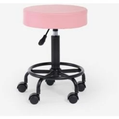 Sgabello Girevole Estetista Ergonomico Regolabile Imbottito Senzu Colore: Rosa -Ufficio E Casa 99956226 3